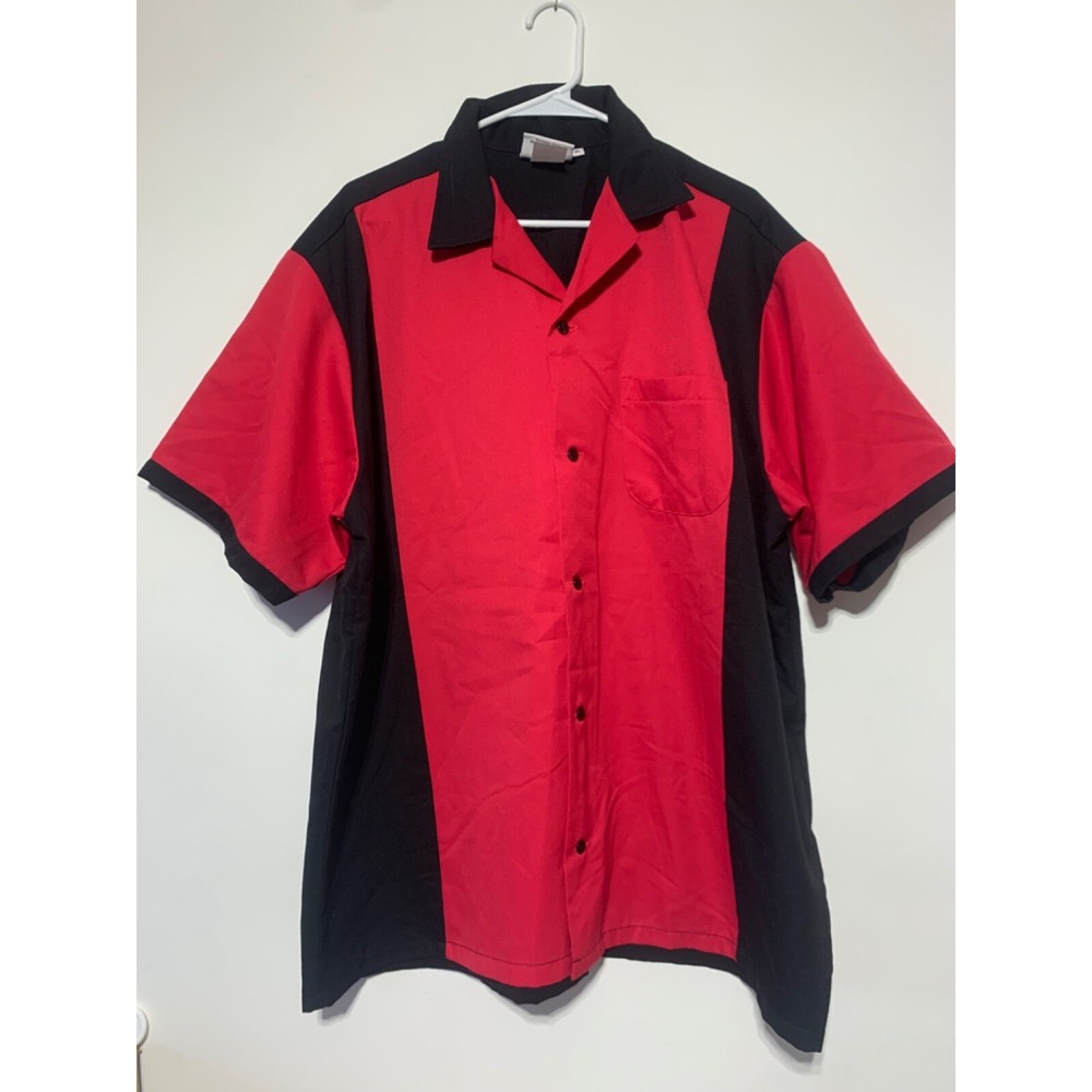 Cruisin USA Mens Size XL Red And Black Short Sleeve Short Sleeve Bowling Shirt